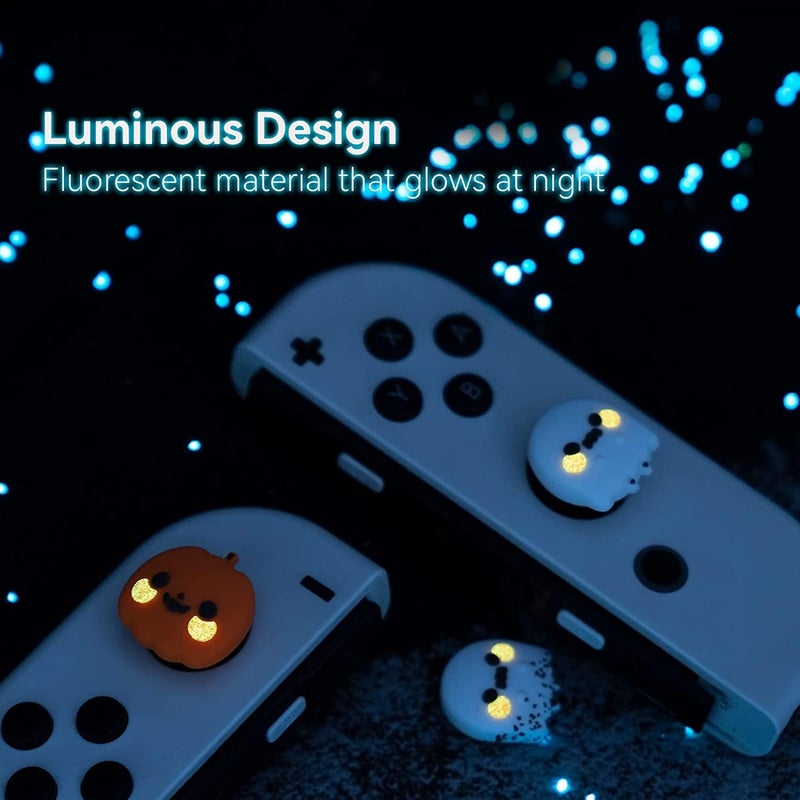 GEEKSHARE Switch Accessories Kawaii Pumpkin Ghost Silicone Thumb Grips & Joystick Covers Compatible with Switch/OLED/Lite (4PCS) - Spooky for Gamers - Image 4